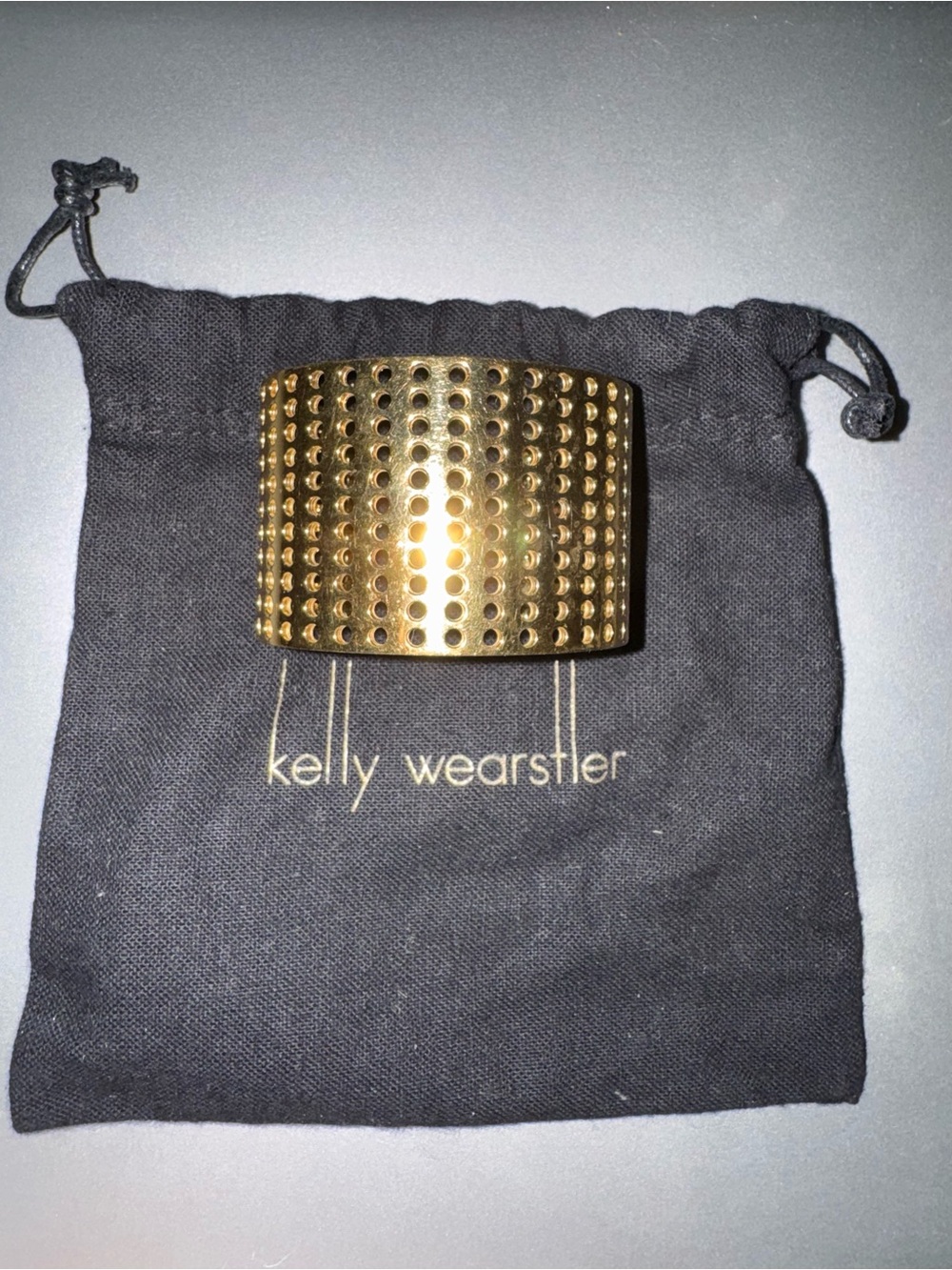 Kelly Wearstler Gold Perforated Wide Cuff Bracelet - Picture 2 of 4